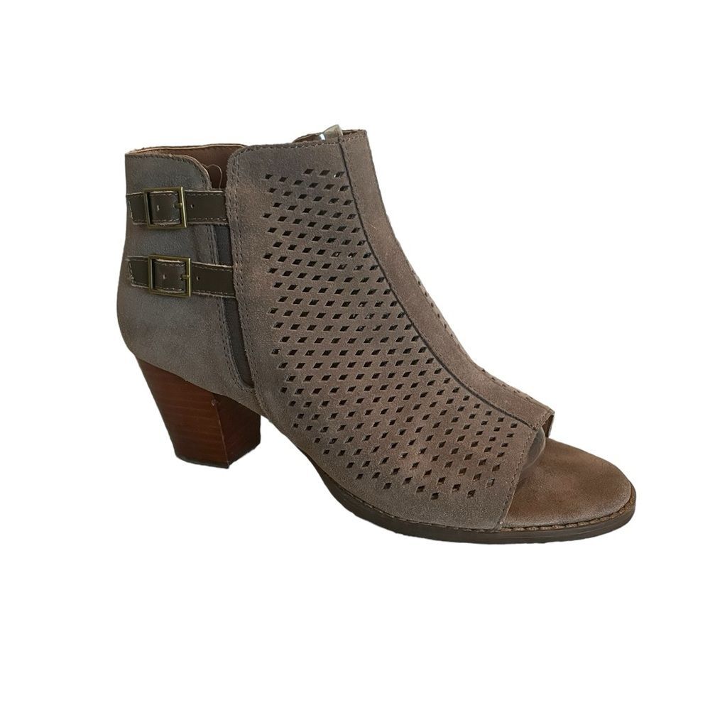 Vionic Chryssa Suede Ankle Open Toe Boots, Size 9